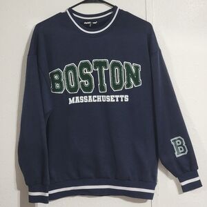 Charlotte Russe Navy Boston Crewneck Sweater